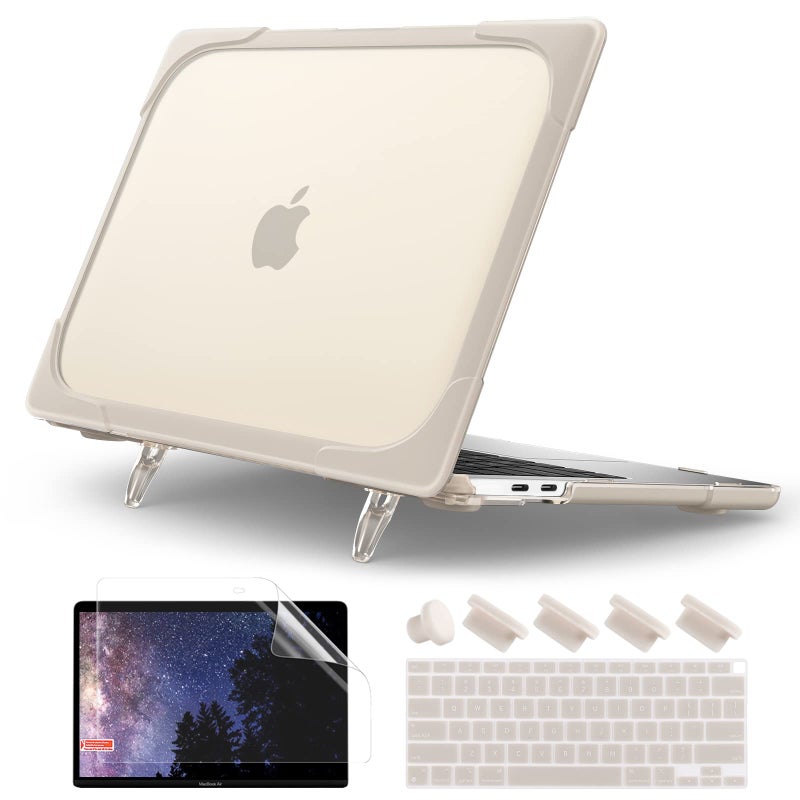 Batianda for MacBook Air 13 inch Case A2337 M1 A2179 A1932 (2020 2019 2018 Release) with Touch ID  Heavy Duty Shockproof Hard Shell Case with Fold Kickstand & Keyboard Cover  Khaki - Image 1
